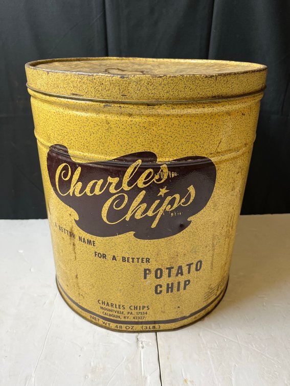 Charles Chips 3 lb Yellow Potato Chip Tin Can