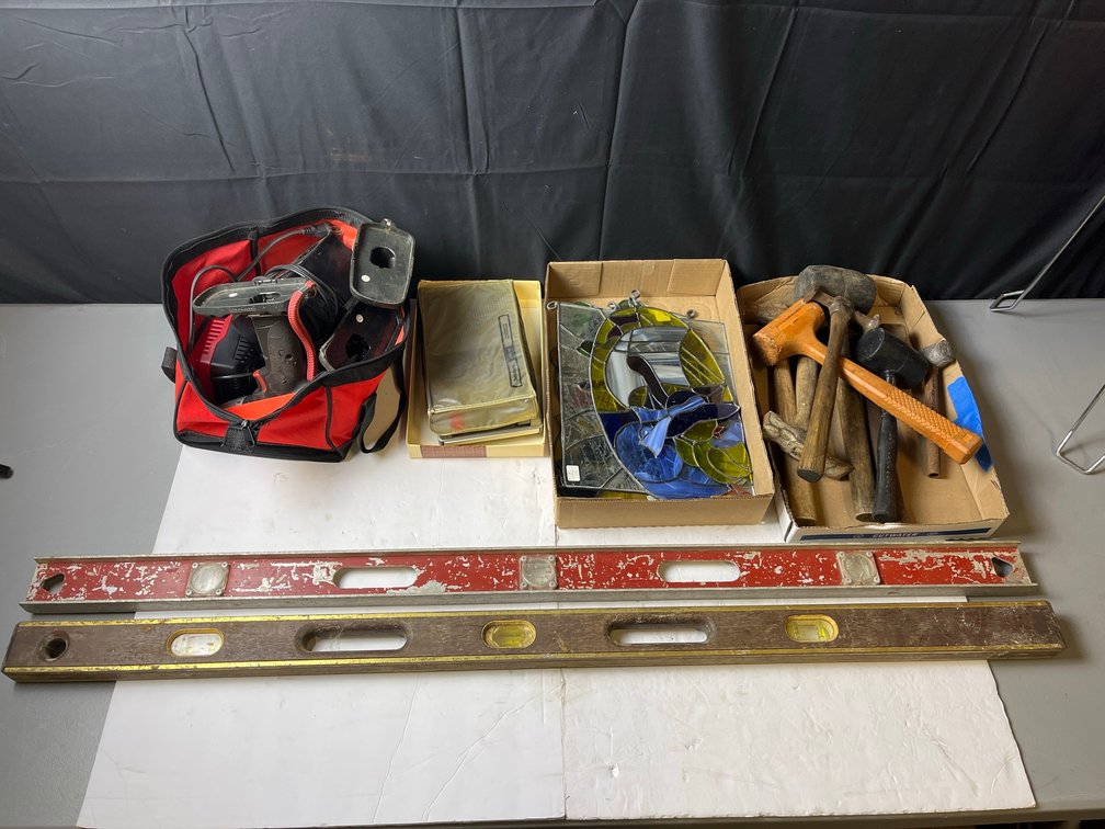 Power Tool Set, Hammers, Levels, Glass