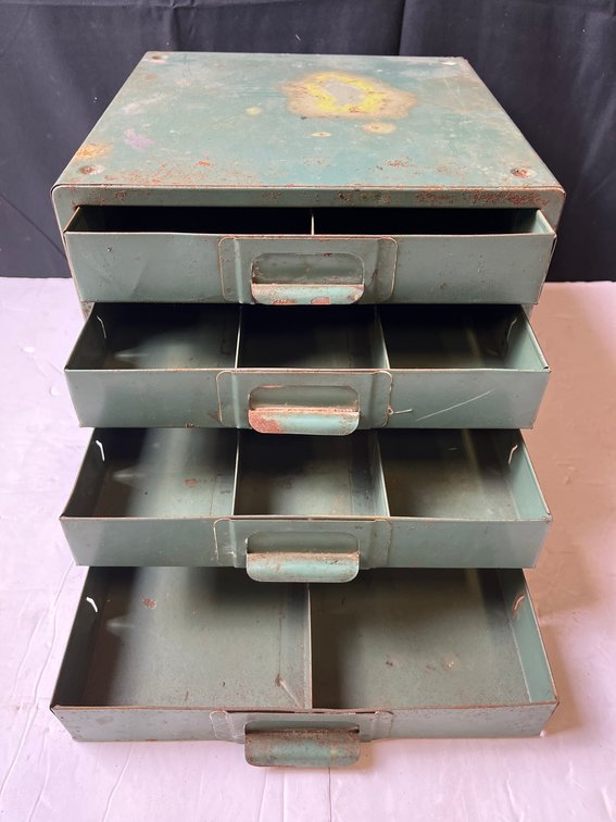 Green Metal 4-Drawer Parts Cabinet