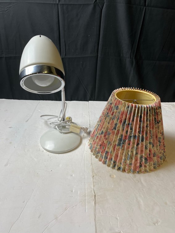 White Desk Lamp With Floral Pleated Shade