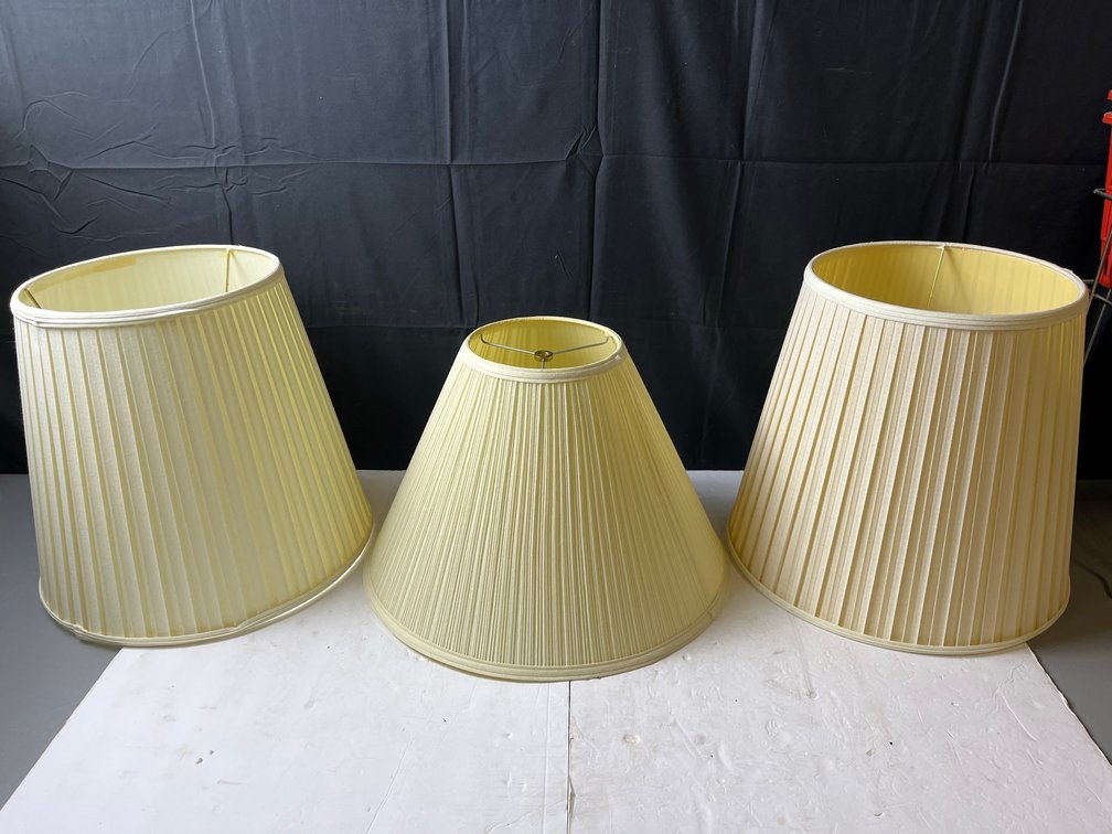 Three Pleated Cream Lampshades