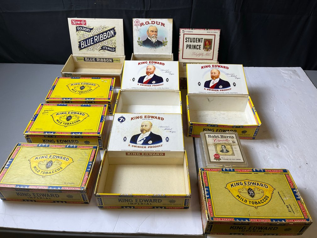 11 Vintage Cigar Boxes Various Brands