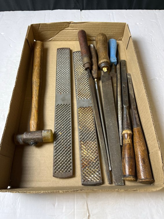 Box Lot Assorted Woodworking Tools and Files