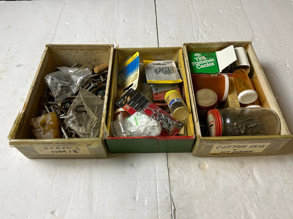 Hardware Lot With Screws, Washers, Cotter Pins
