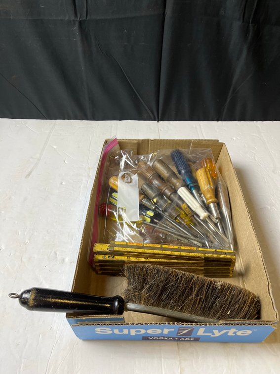 Tool Lot Awls Screwdrivers Brush Ruler