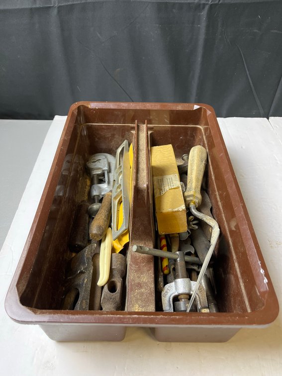 Plastic Tool Tray With Mixed Hand Tools