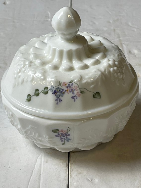 Handpainted Porcelain Lidded Dish by D. Cutshaw