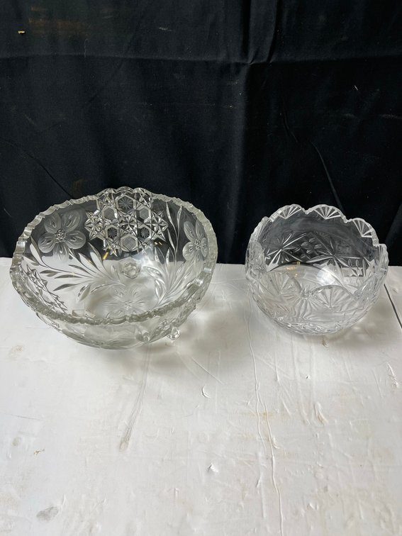 Pressed Glass Bowls with Cut Patterns