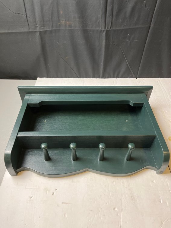 Wood Wall Shelf With Four Peg Hooks