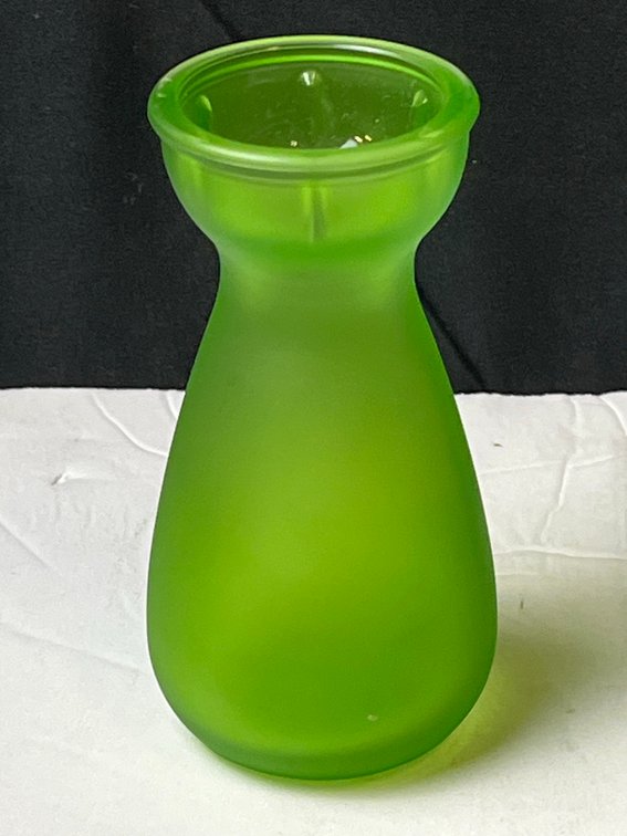 FEC Green Satin Glass Vase, 4.5 Inches Tall