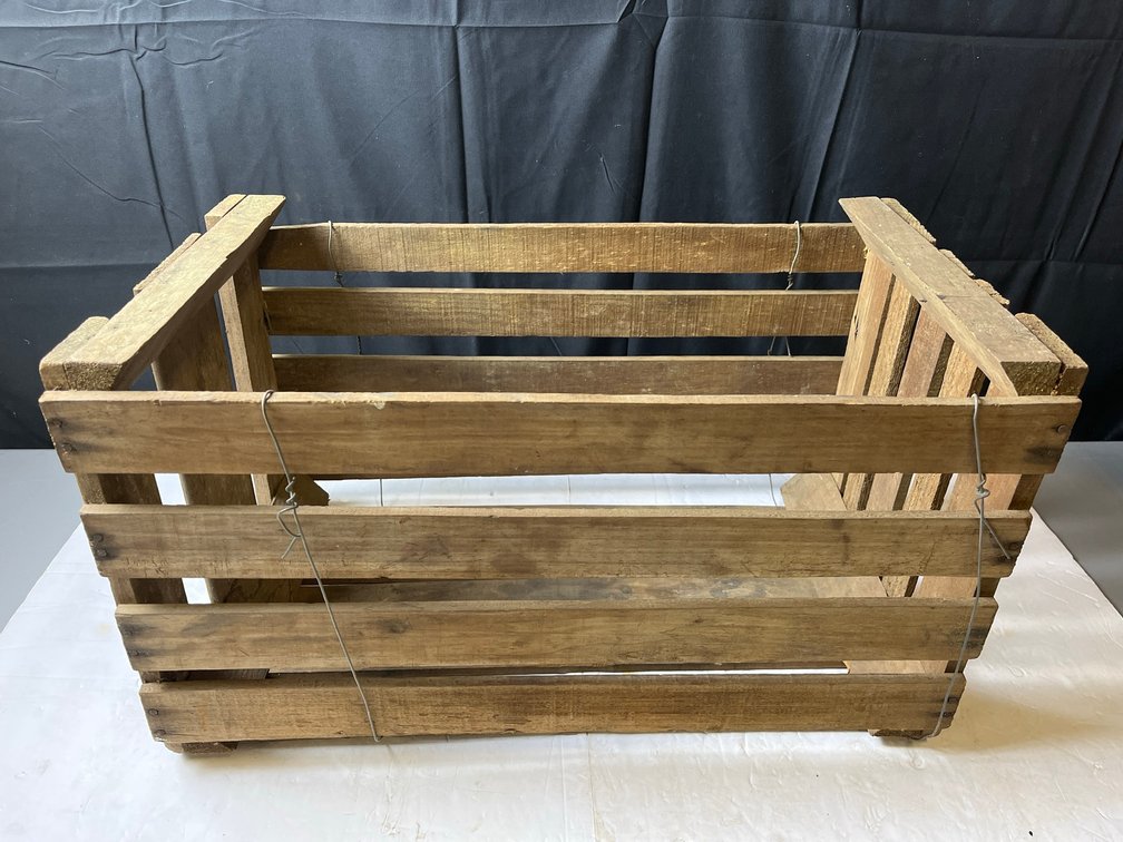 Large Wooden Slatted Storage Crate Box