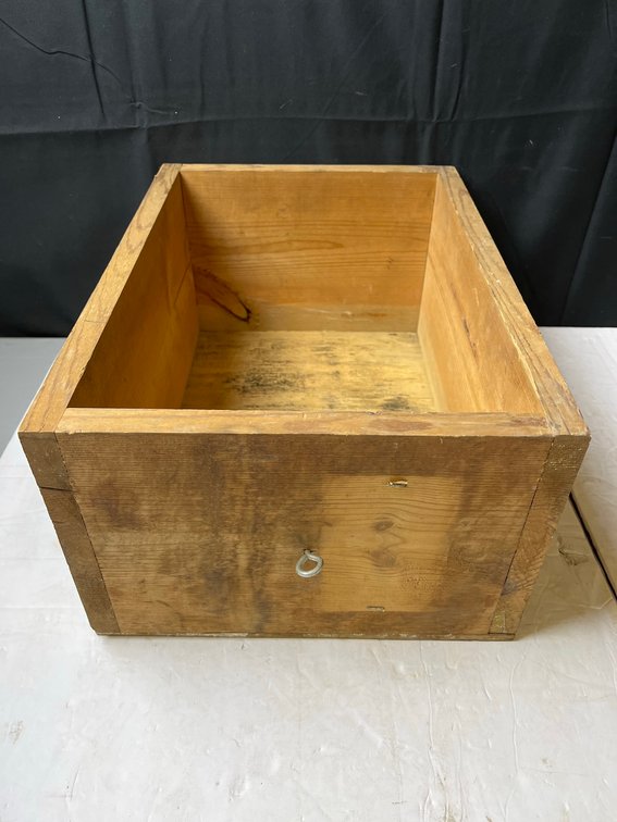 Rectangular Wooden Box With Metal Loop Handle