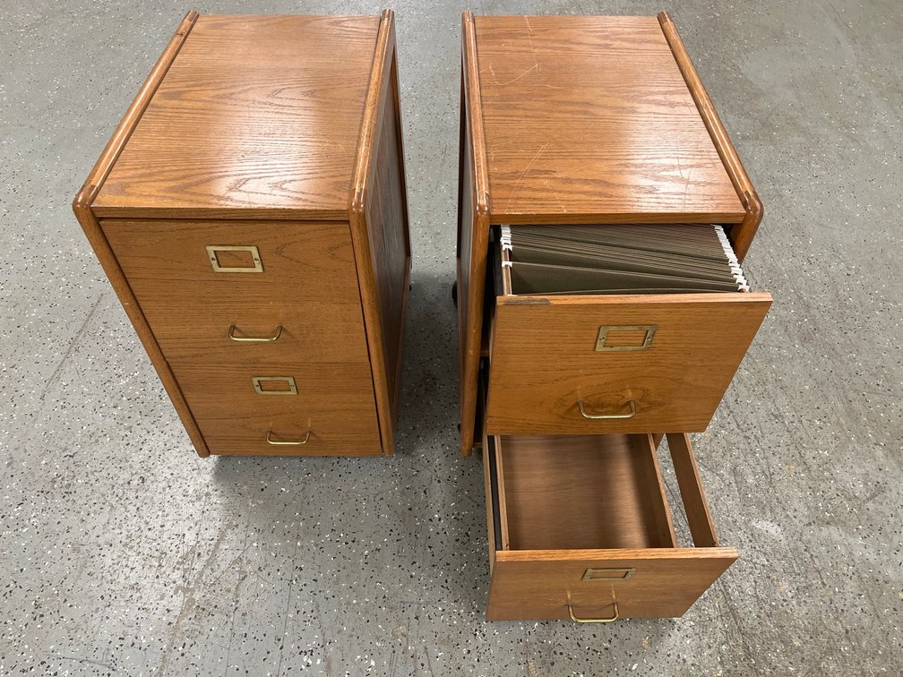 Oak 3-Drawer File Cabinets