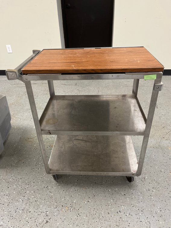 Stainless Steel Utility Cart With Wood Top