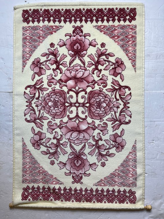 Pink Floral Patterned Tapestry Wall Hanging