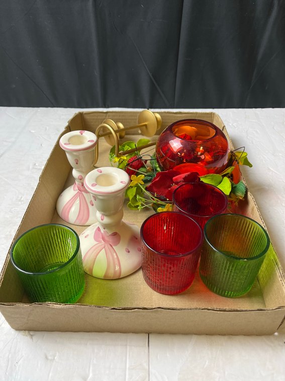 Decorative Glasses, Candlesticks, and Candleholder