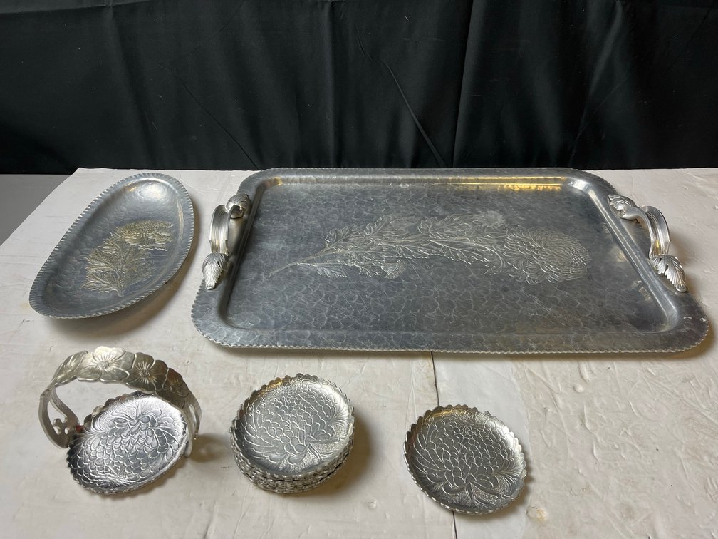 Continental Silver Co. Hand Wrought Tray Set