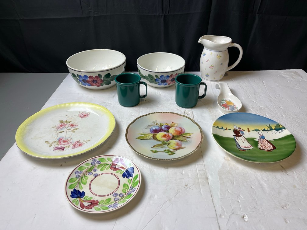 Ceramic Plates, Bowls, Pitcher & Cups Lot