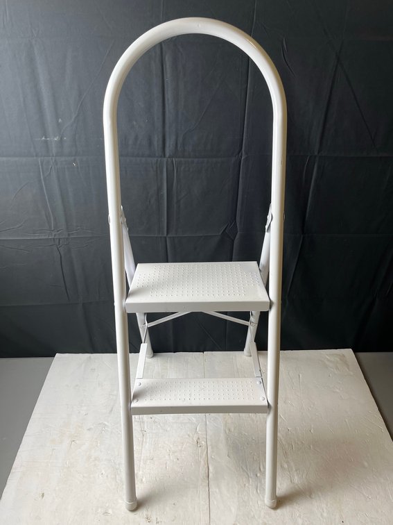 White Metal Folding Step Ladder with Two Steps