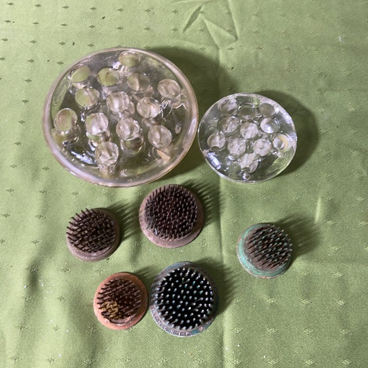 Flower Frogs, Glass and Metal