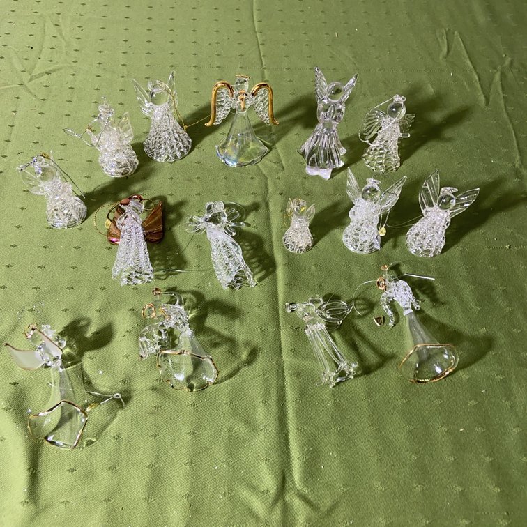 14 Glass and Crystal Angel Figurines