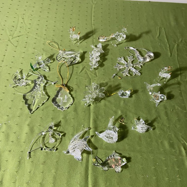 Clear Glass Animal Ornaments, 18 Pc