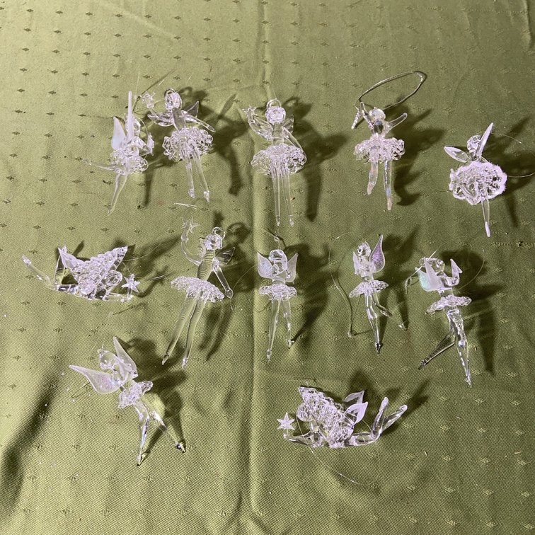 11 Glass Fairy Ornaments with Wings