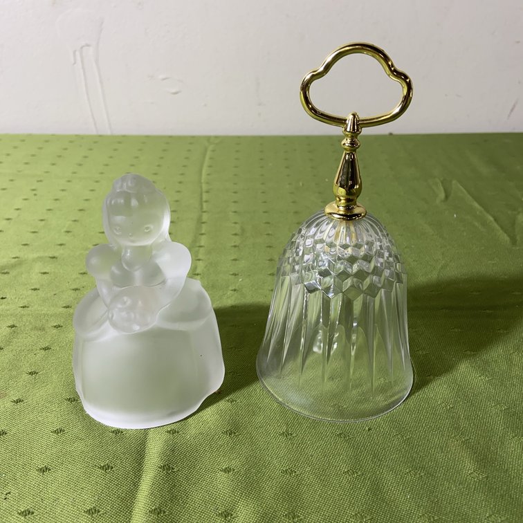 Heisey Mould Girl Bell and Crystal Bell Pair