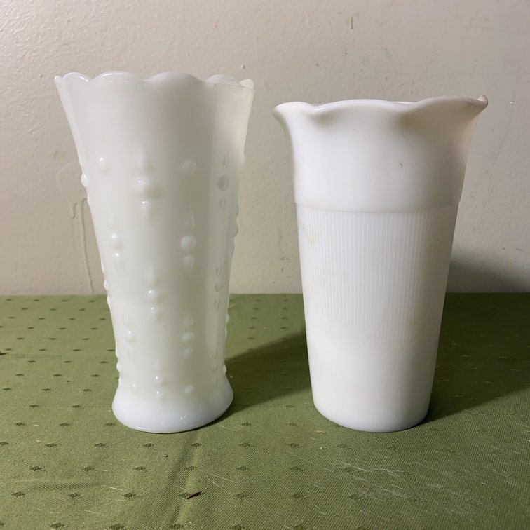 Pair Milk Glass Vases