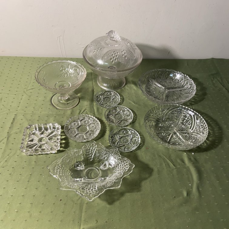 Pressed Glass Serving Dishes and Bowls, No Damage