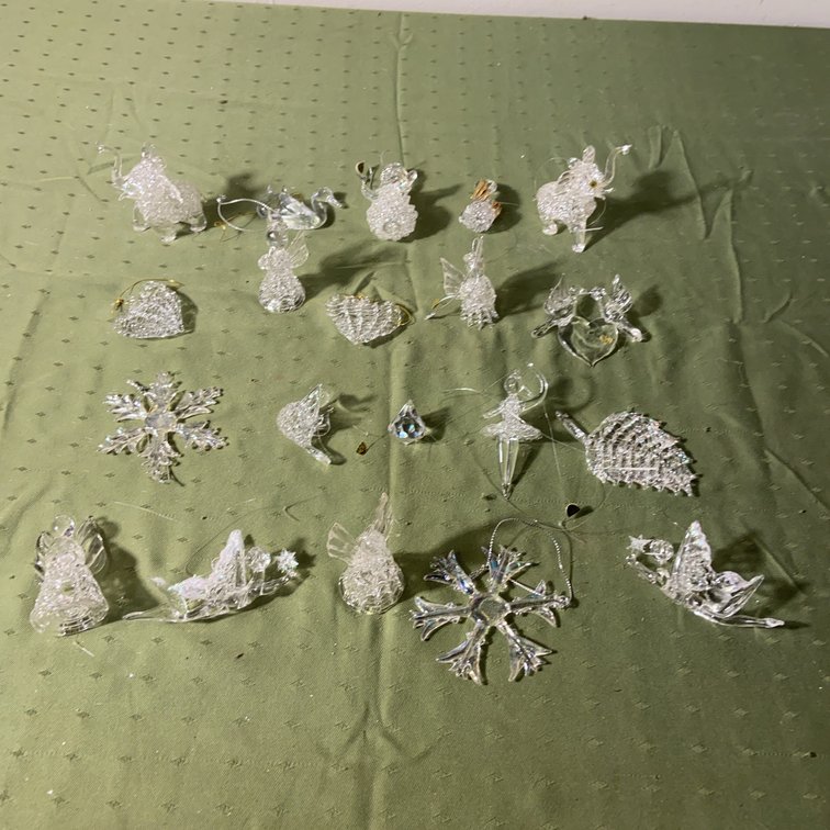 Clear Glass Animal and Angel Ornaments