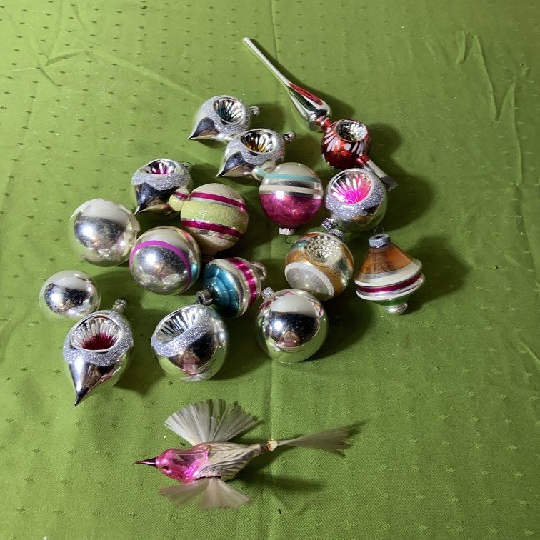 Glass Indent Christmas Ornaments Lot