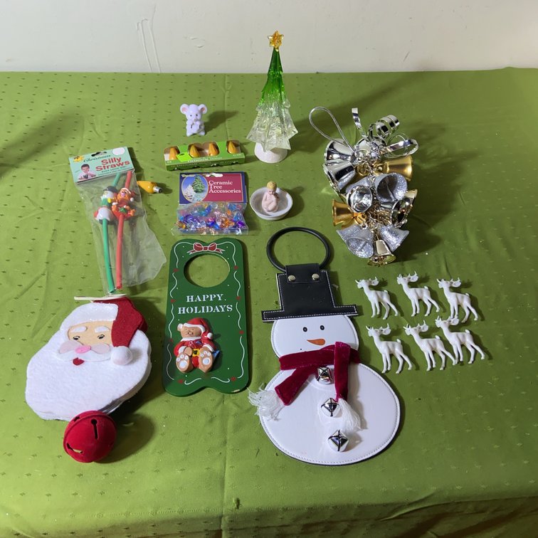 Christmas Decor Lot: Ornaments, Tree Topper, Reindeer