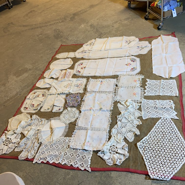 Handmade Lace and Embroidered Linens Lot