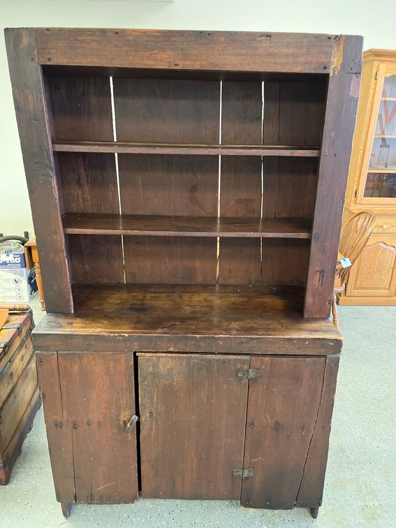 Primitive Wood Kitchen Cupboard Two-Piece