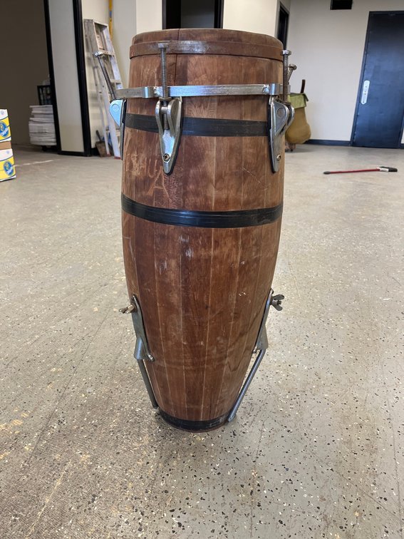 Wooden Conga Drum with Metal Hardware