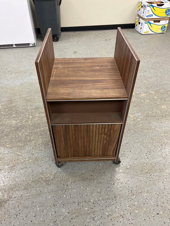 Wood Veneer Rolling Media Storage Cart