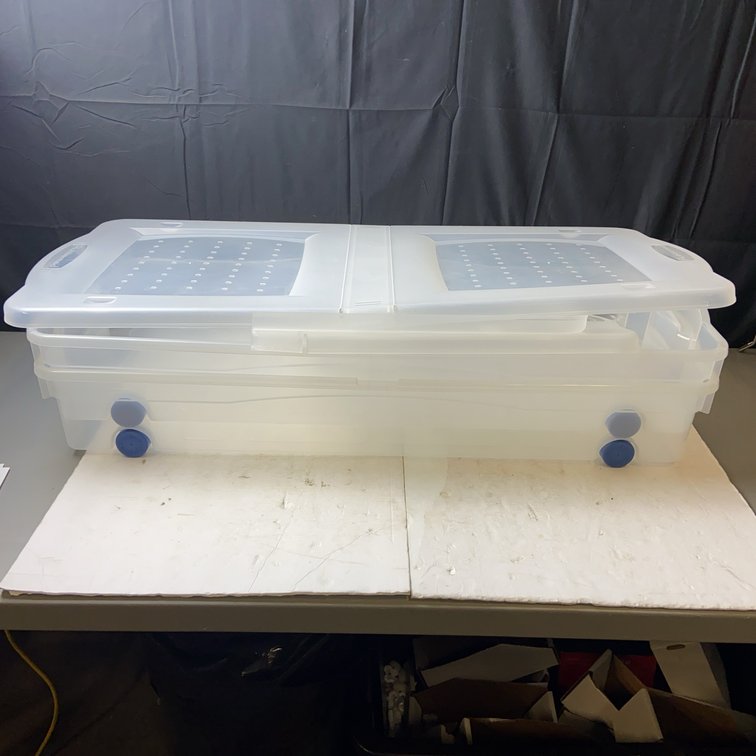Clear Plastic Storage Box With Blue Latches