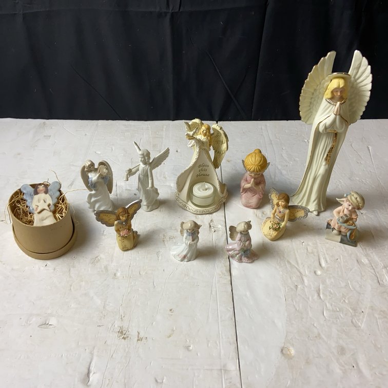 Angel Figurines And Candle Holder