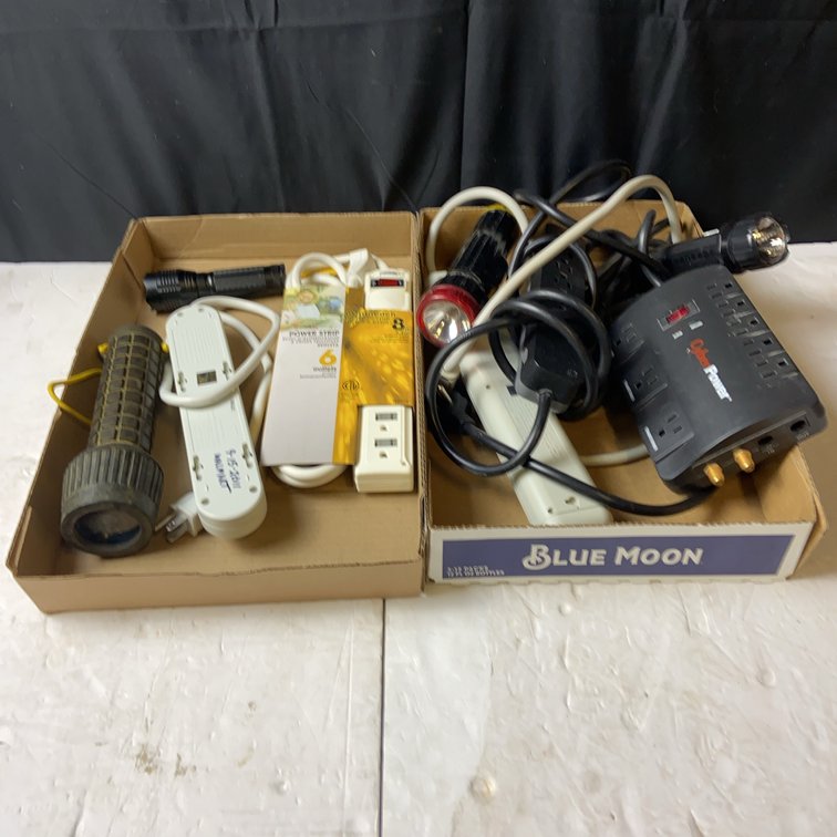 Power Strips, Flashlights, Adapters Lot