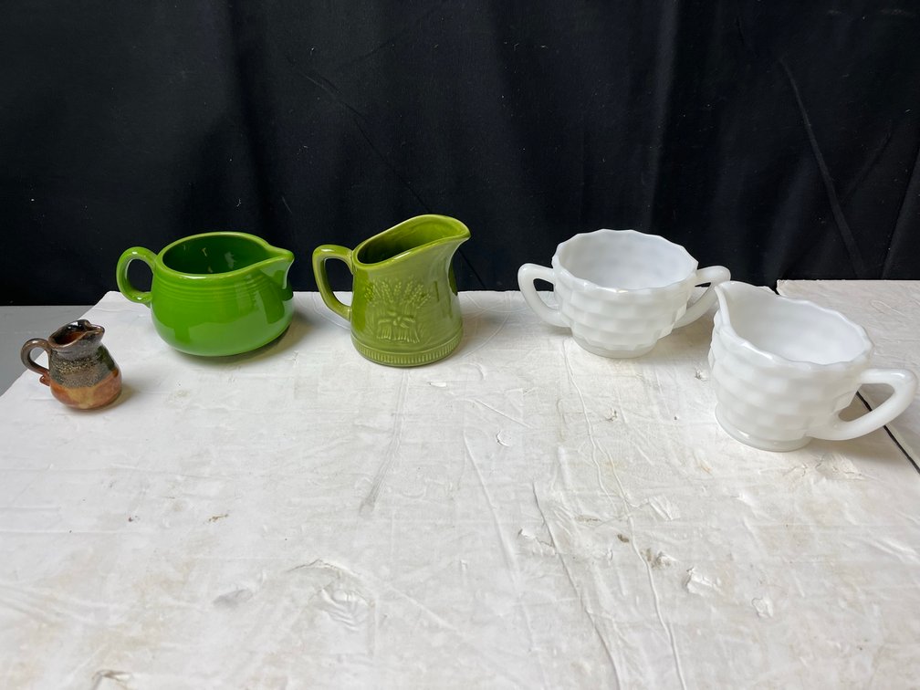 Ceramic and Milk Glass Creamers Lot