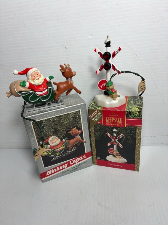 2 Hallmark Keepsake Ornaments with Blinking Lights