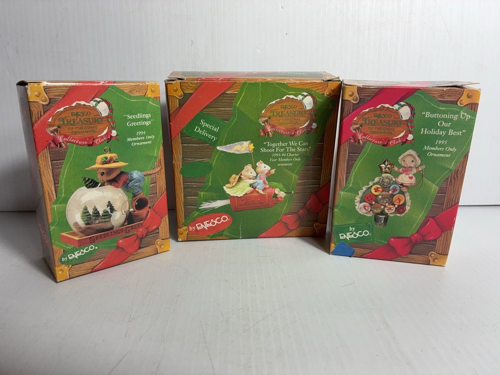 Enesco Treasure Box Ornaments Lot of 3