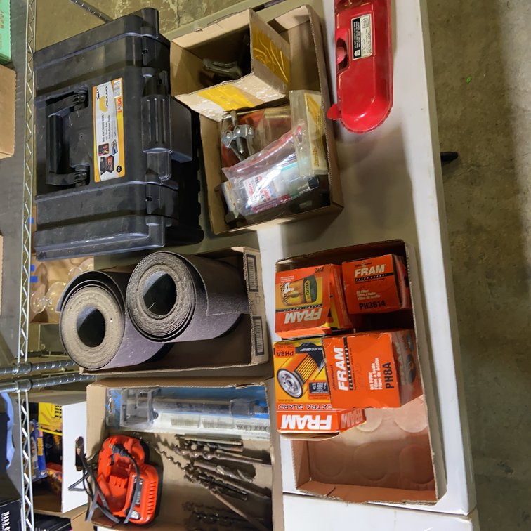 Workshop Lot: Tool Case, Oil Filters, Drill Bits