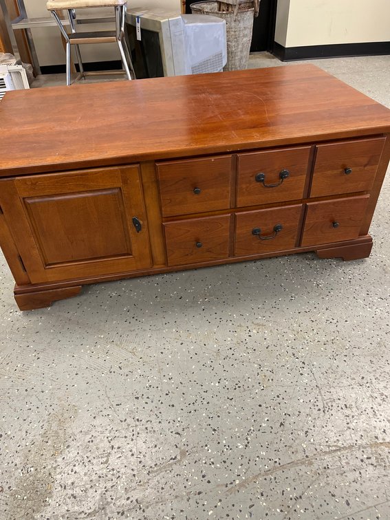 Wood Coffee Table with Drawers and Cabinet