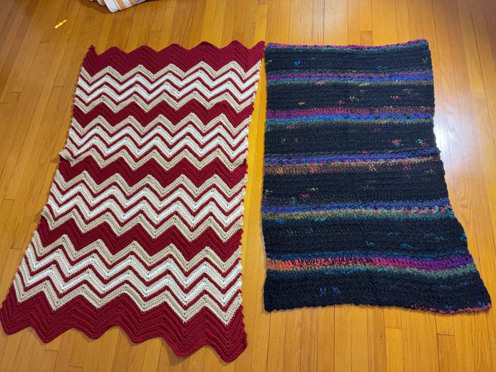 Two Handmade Crochet Throw Blankets