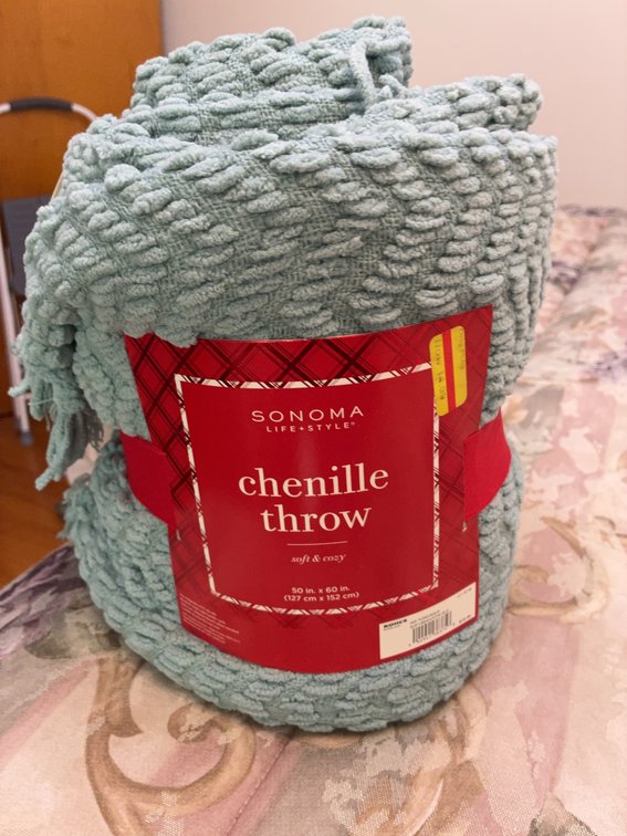 Sonoma Chenille Throw Aqua 50x60 Inches