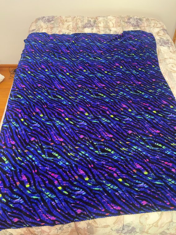 47x52 Blue Throw Blanket With Black Pattern