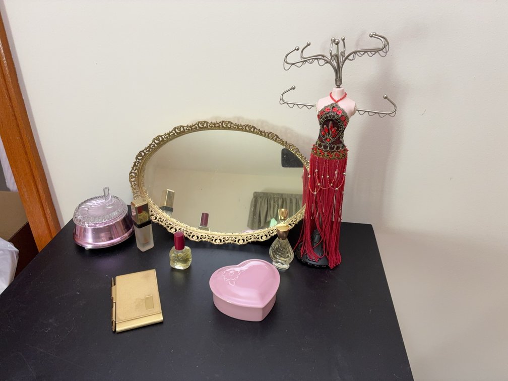 Vanity Set: Mirror, Music Box, Stand