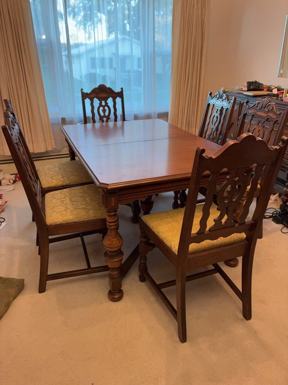 Wood Dining Table with 5 Chairs, 56x38x29 in